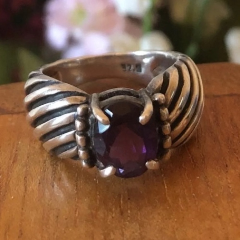 Rare Vintage Silpada Sterling Silver Amethyst Ring R1273 Size 6